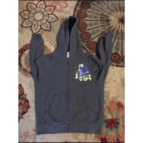OLD NAVY Skull & Crossbones 1994 Logo Zip Hoodie Gray Sweater Jacket- Boys 7/8 - Picture 7 of 12